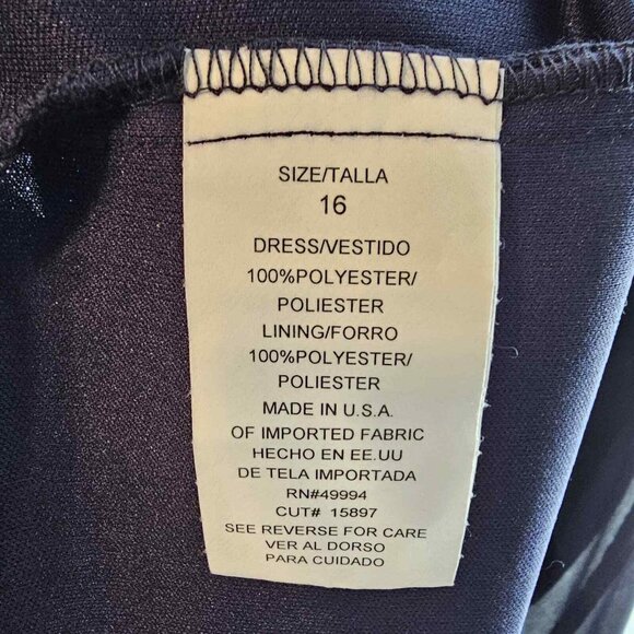 R&M Richards Beaded Slip Chiffon Dress Size 16 Navy Blue - Picture 4 of 8